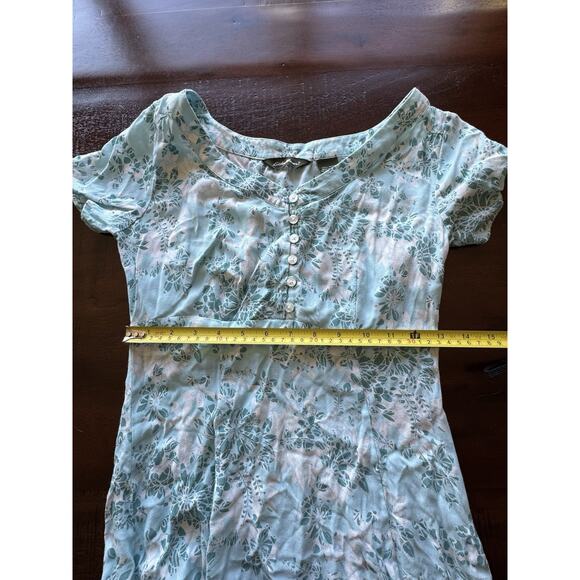 Eddie Bauer XS Petite Blue Floral Midi Dress Cottagecore Prairie Boho - Picture 9 of 12